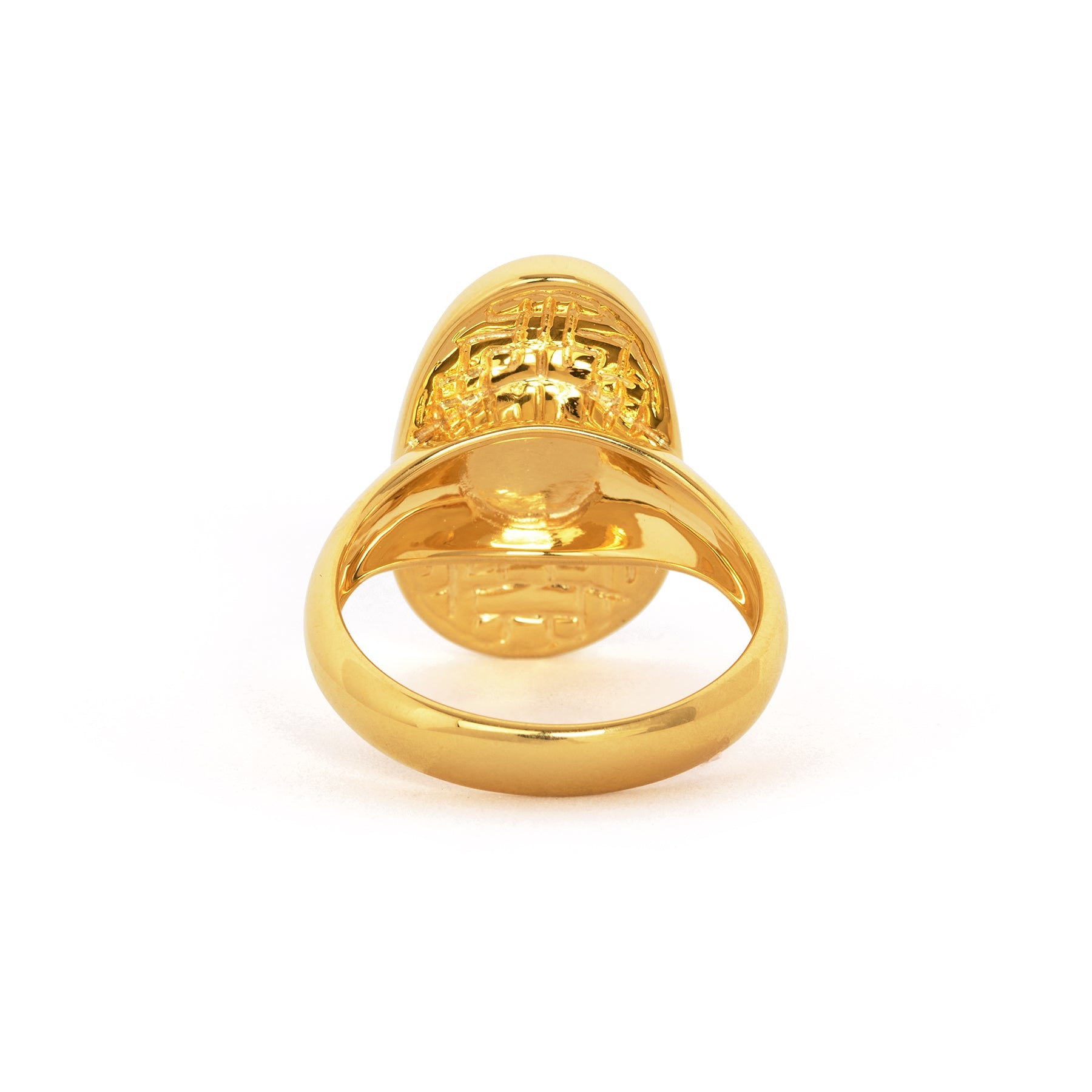 Plum Blossom Mosaic Mother of Pearl Ring Gold