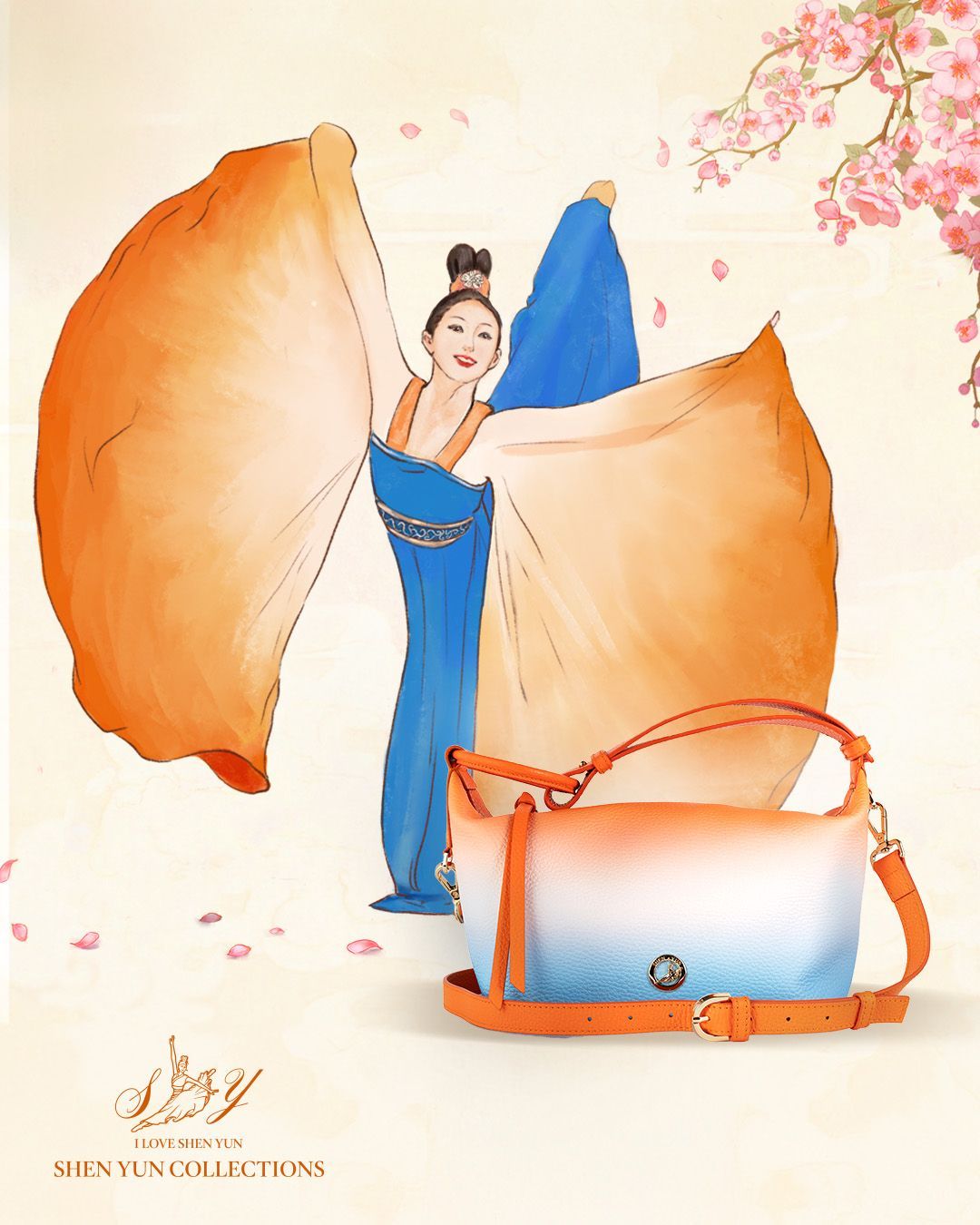 グラデーション ショルダーバッグ(オレンジ+ブルー)