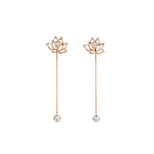 Lotus Fairies Earrings Rose Gold With Stone  | Shen Yun Collections